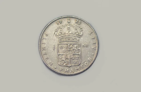 Inversione Una Moneta Svedese Corona Del 1973 — Foto Stock