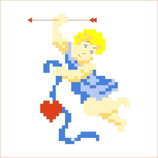 Cupid Valentine Day Made Style Pixel Art — Vettoriale Stock