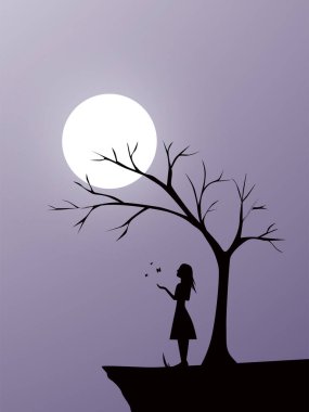 silhouette of a child on a tree