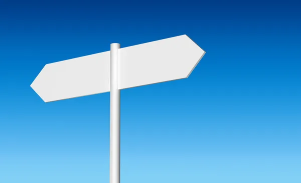 Blank white signpost on a blue sky background — Stock Photo, Image