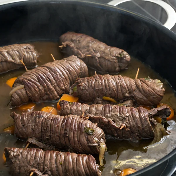 Cooking german dish rouladen — Stock Photo, Image