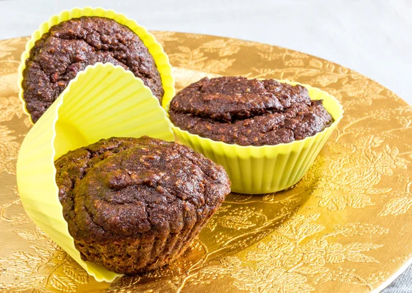 Three chocolate muffins — Stock Photo, Image