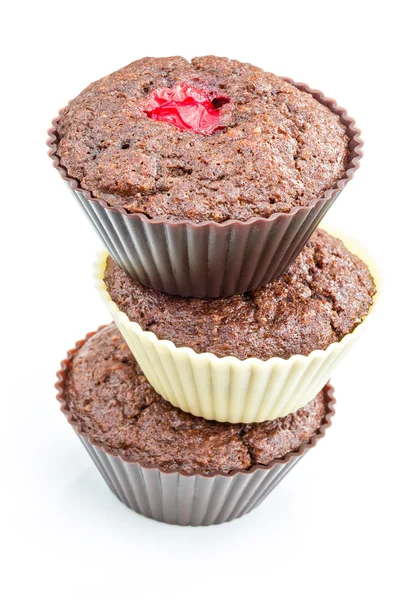 Chocolate muffins with cranberry — Stock Photo, Image