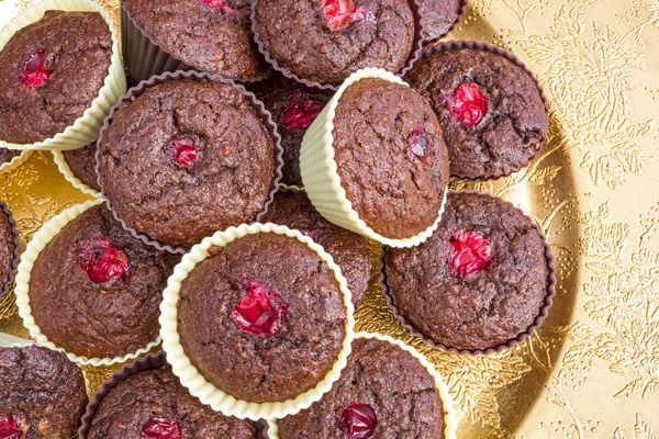 Chocolate muffins with cranberry — Stock Photo, Image