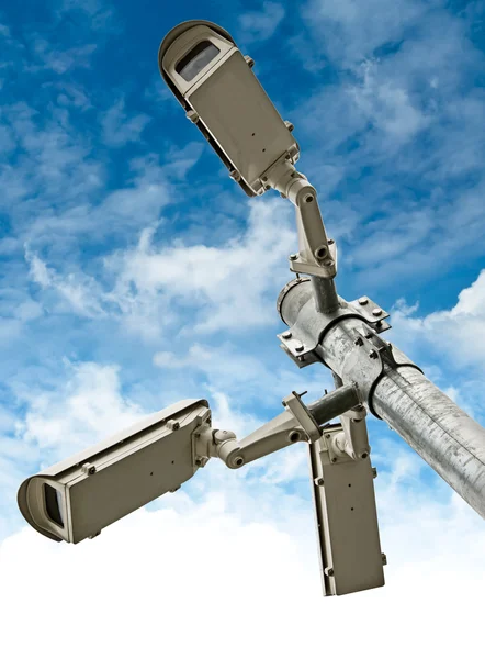 Security Cameras on Blue Sky Background — Stock Photo, Image