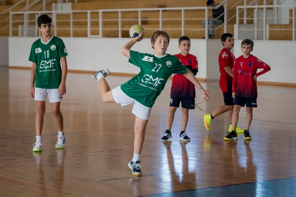 Viana Castelo Portugal November 2021 Afifense Player Action Vermoim Handball — Fotografia de Stock