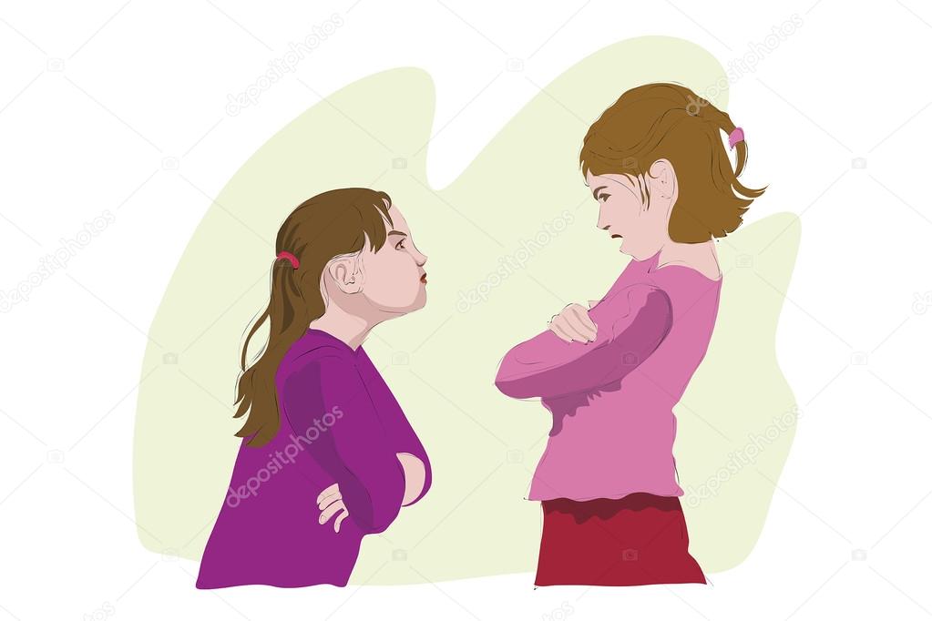 The quarrel of two girls
