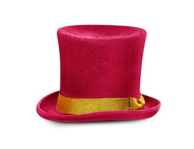 Altın bantlı kırmızı şapka, beyaz arka planda izole edilmiş. kırpma yolu ile