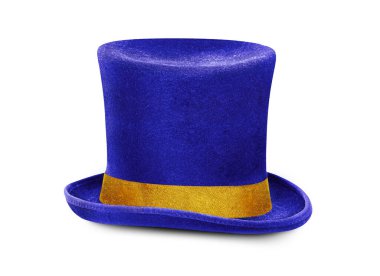 Altın bantlı mavi şapka, beyaz arka planda izole edilmiş. kırpma yolu ile
