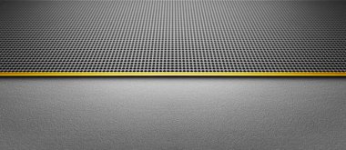 Perspektif olarak delinmiş altın bir metal plaka. Metal arkaplan yakın plan