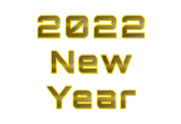 Perforated Golden Metal Numbers 2022 New Year Yellow Metal Numbers — Stock Photo, Image