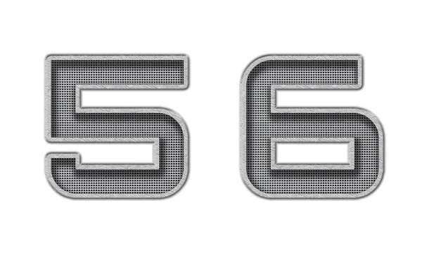 Set Numbers Silver Metal Perforated Small Holes Isolated White Background — Stock Photo, Image
