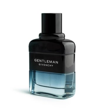 Chisinau, Moldova - 20 Aralık 2021: Beyaz arkaplanlı Givenchy Gentleman Parfümü.