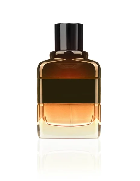 Bouteille Couleur Brune Parfum Isolé Fond Blanc — Photo