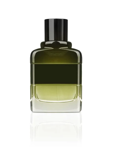 Garrafa Cor Amarela Perfume Isolado Fundo Branco — Fotografia de Stock
