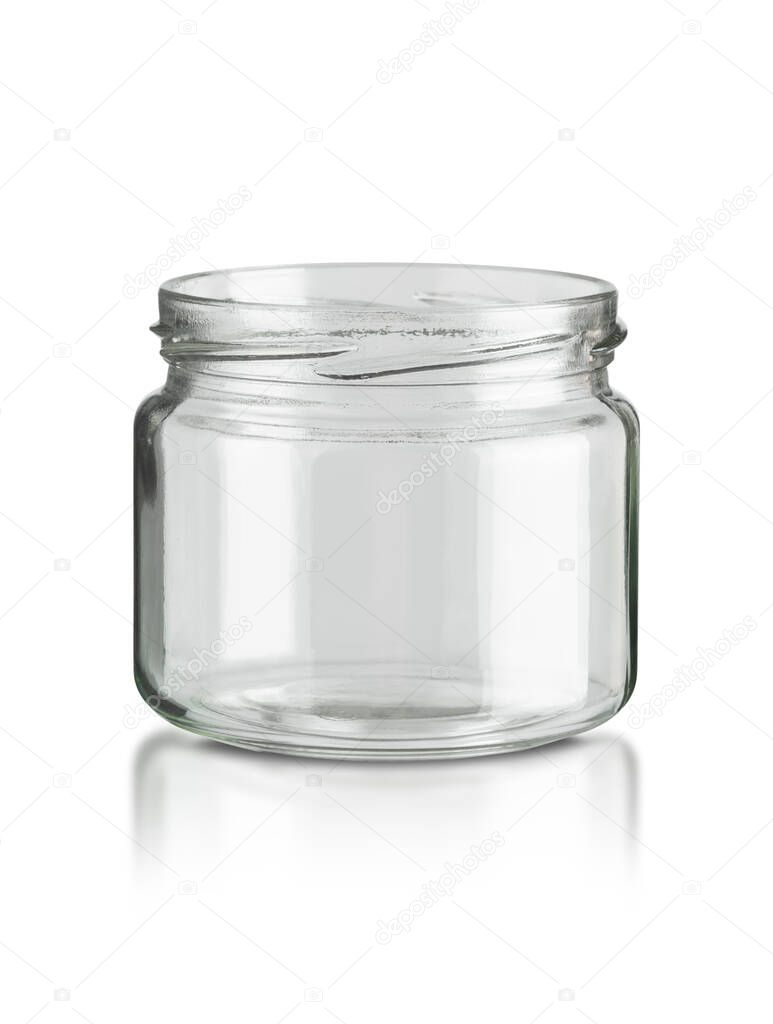 Glass jar kitchen utensil isolated on white background with clipping path