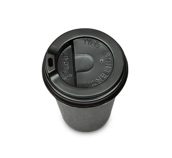 Kaffeetasse Aus Schwarzem Papier Isoliert Auf Einem Weißen Mit Schnittpfad — Stockfoto