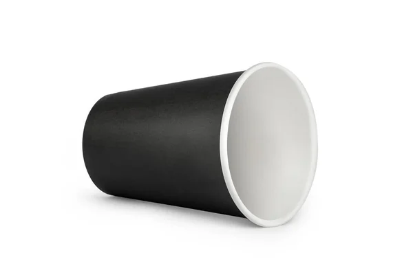 Siyah Kağıt Kahve Fincanı Bir Beyazı Izole Ettim Kırpma Yolu — Stok fotoğraf