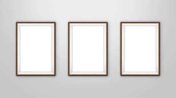 Tres Carteles Blanco Pared Galería Arte Exposición Concepto Museo Mock —  Fotos de Stock