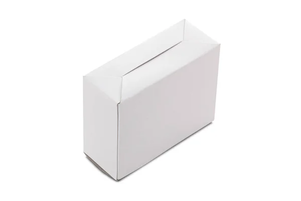 Closed White Blank Carton Box Isolated White Background Clipping Path — стоковое фото