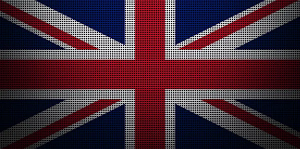 Bandeira Grã Bretanha Pintado Cores Uma Placa Metal Escovado Perto — Fotografia de Stock
