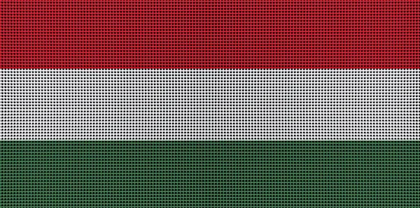 헝가리 국기에 철판을 가까이 있습니다 구멍난 글씨체로 깃발이요 클로즈업 — 스톡 사진