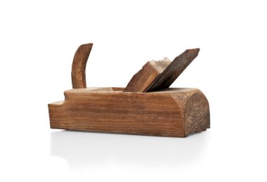 Beyaz arka planda izole edilmiş eski ahşap uçaklar. kırpma yolu ile