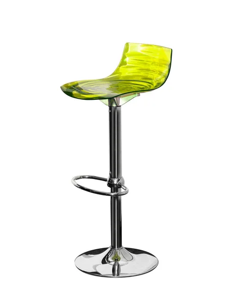 Yellow Chair Bar Stool Isolated White Background Clipping Path — Fotografia de Stock