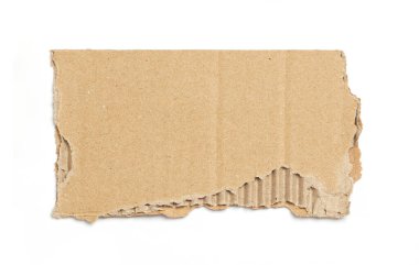 Kraft cardboard piece ripped edge. Isolated on white background