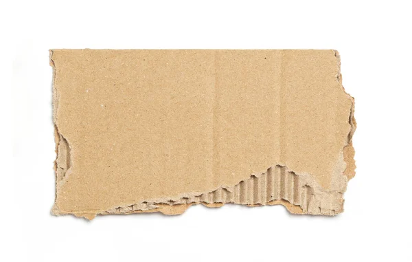 Kraft Cardboard Piece Ripped Edge Isolated White Background — Foto Stock