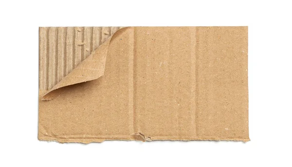 Kraft Cardboard Piece Ripped Edge Isolated White Background — Fotografia de Stock