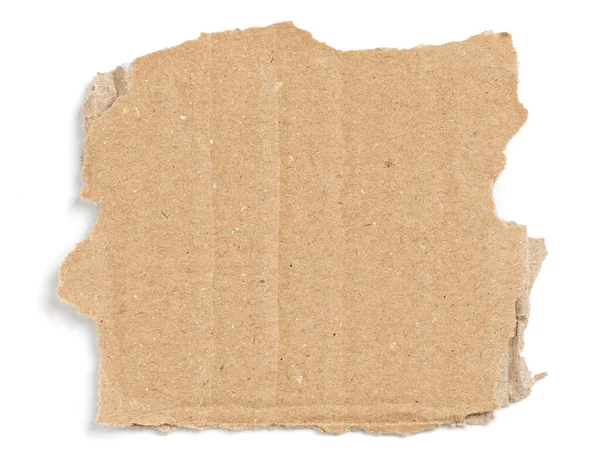 Kraft Cardboard Piece Ripped Edge Isolated White Background — Stock Photo, Image