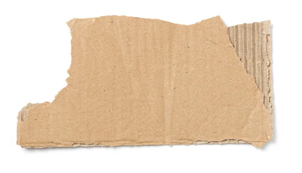 Kraft Cardboard Piece Ripped Edge Isolated White Background —  Fotos de Stock