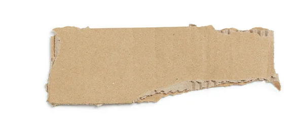 Kraft Cardboard Piece Ripped Edge Isolated White Background — Stock Photo, Image