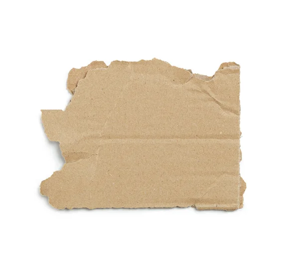 Kraft Cardboard Piece Ripped Edge Isolated White Background — Photo