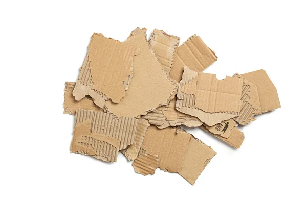 Cardboard Scraps Pile Isolated White Background — Photo