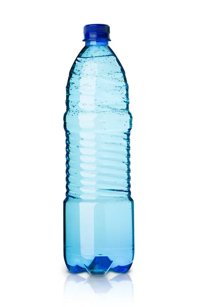 Plastic Mineral Water Bottle Isolated White Background Blue Plastic Botle — Zdjęcie stockowe