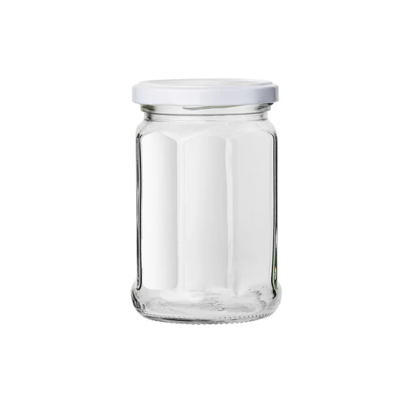 Glazen Pot Geïsoleerd Witte Achtergrond Met Clipping Pad — Stockfoto