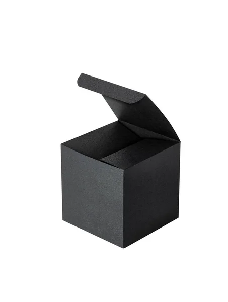 Black Gift Cardboard Box Isolatedon White Background Clipping Path — Stock Photo, Image