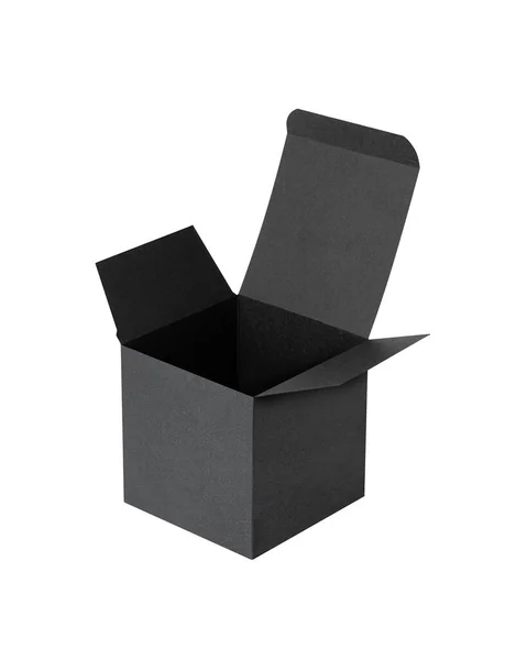 Μαύρο Χαρτονένιο Κουτί Δώρου Απομονώνει Ένα Λευκό Φόντο Μονοπάτι Απόληξης — Φωτογραφία Αρχείου