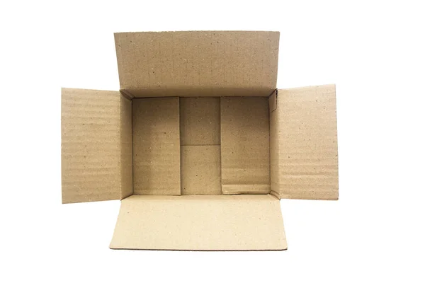 Open Brown Parcel Box Empty Made Recycle Paper Use Delivery — Stock Photo, Image
