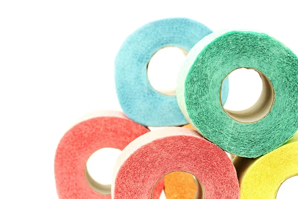 Una gran cantidad de rollos de papel higiénico de colores — Foto de Stock