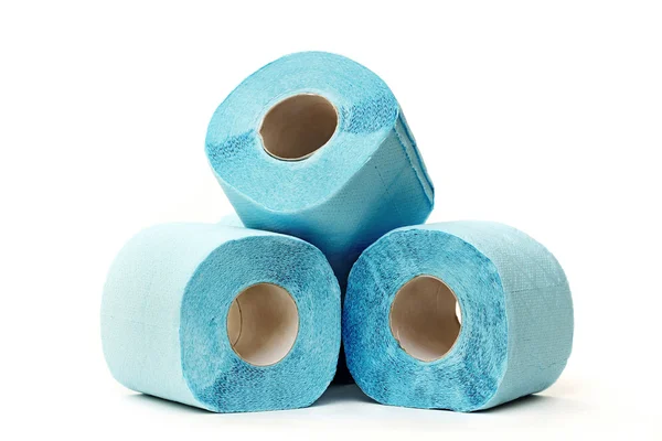 Blue toilet paper rolls — Stock Photo, Image