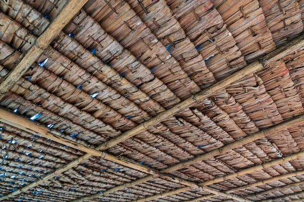 Bambuszkunyhók Szerkezete Bambusz Kunyhó Bambuszkunyhók Élethez Tető Egy Része Bambuszból — Stock Fotó