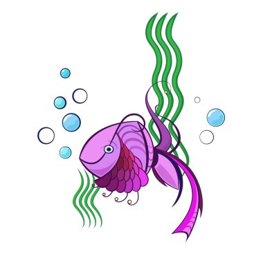Little violet swimming fish clipart