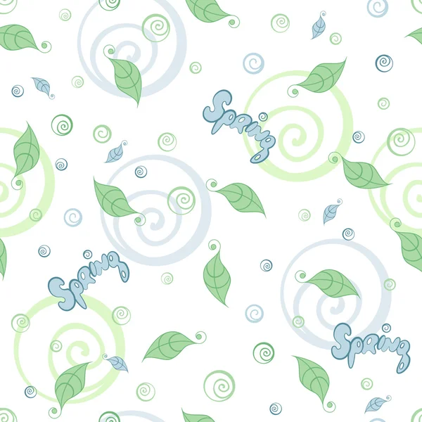 Nahtloser Hintergrund mit wenig grünen und blauen Blättern — Stockvektor