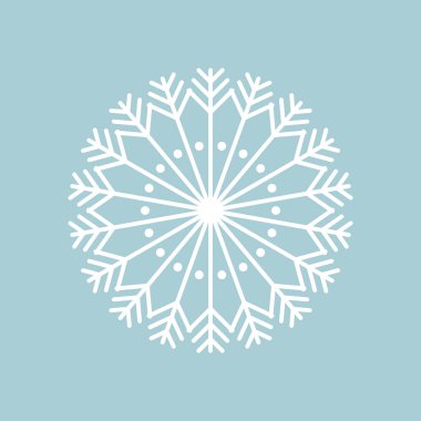 Yumuşak mavi arkaplanda güzel bir tarzda beyaz kar tanesi.