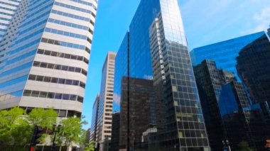 Montreal manzaralı modern gökyüzü şehir merkezindeki finans ve teknoloji merkezi