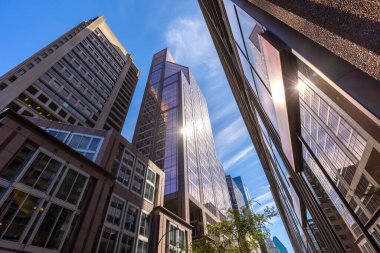 Montreal manzaralı modern gökyüzü şehir merkezindeki finans ve teknoloji merkezi