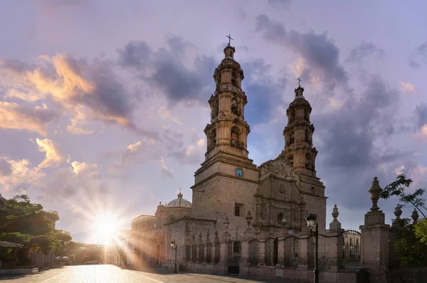 멕시코, 아과스칼리엔테스 대성당, 파트리리아 광장 근처에 있는 역사적 인 식민지 중심지에 있는 대성당 — 스톡 사진